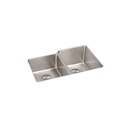 Elkay Lustertone Iconix 16Ga Ss 31.3X20.5X9 Double Undermt Sink W Perfectdrain ELUHH3120LTPD